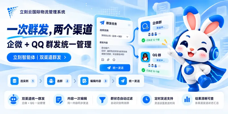 一次群发，两个渠道：企微 + QQ 群发统一管理
